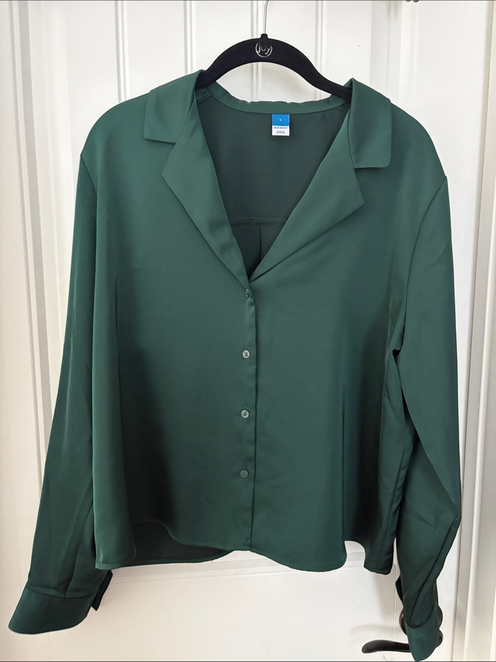 Forest Green Satin Button-Front Women's Top Never worn